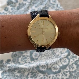 Michael Kors Women Double Leather Band Watch